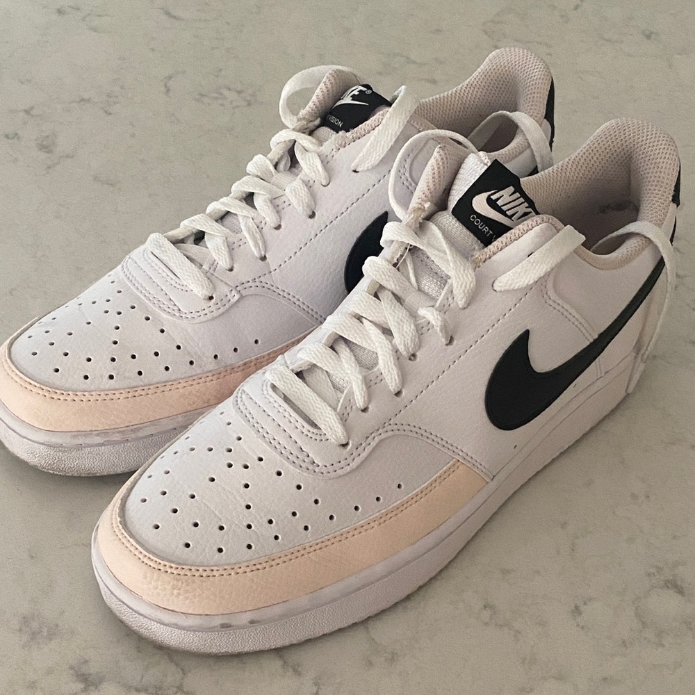 Nike Court Vision Women’s White Pink & Black Sneakers 10.5